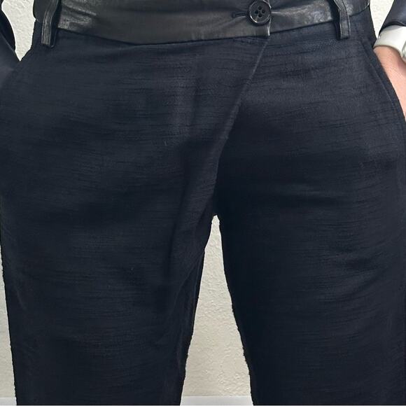 Vtg Damir Doma Pagra Crossover Trousers size FR 36 Navy Textured Leather Trim - Picture 6 of 15